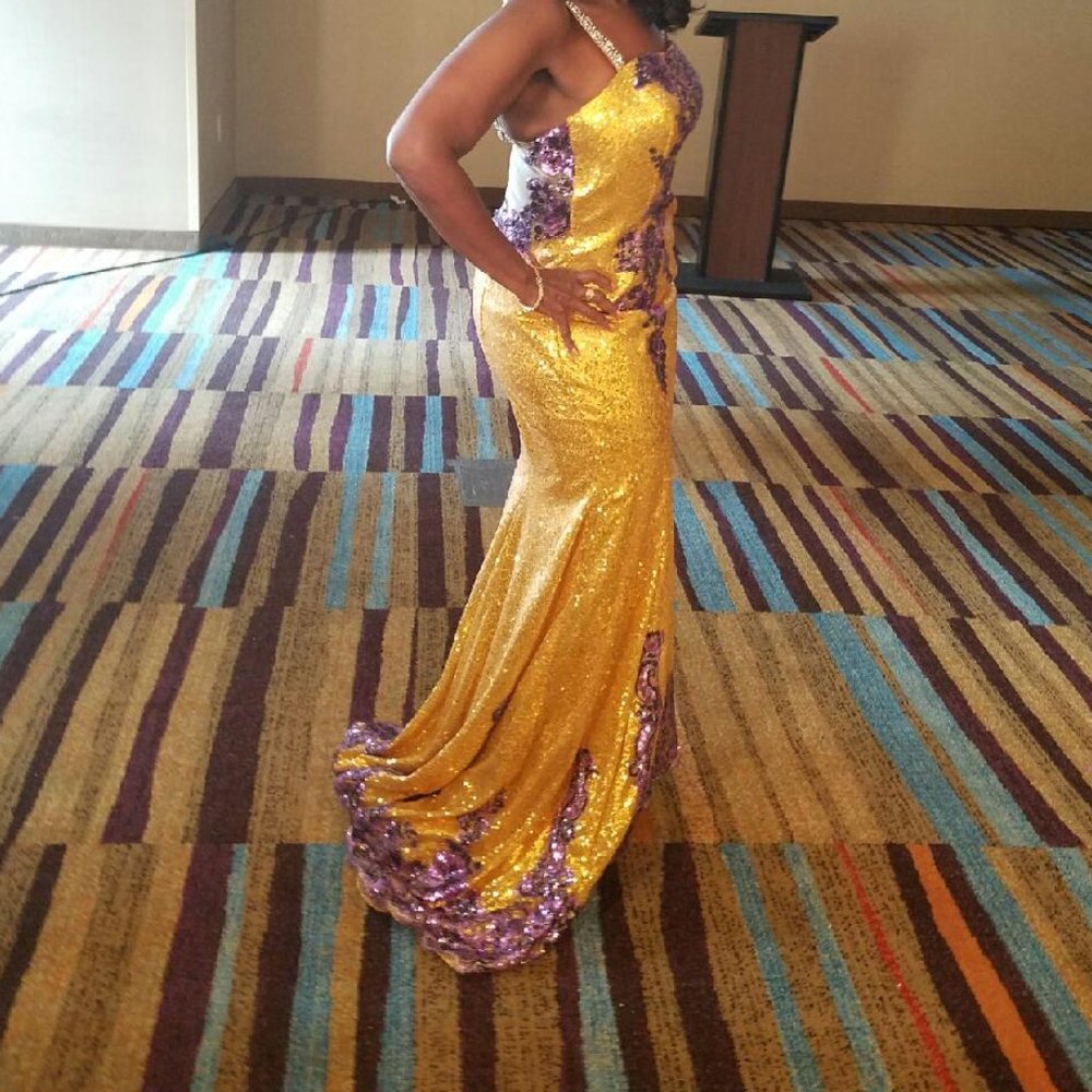 Purple and Gold Sequin Dress